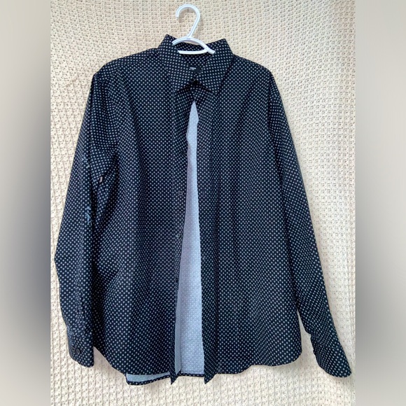 Express Men’s Dress Shirt Polka Dot Patterned Long Sleeve Button Up Slim Fit XL - Picture 1 of 3